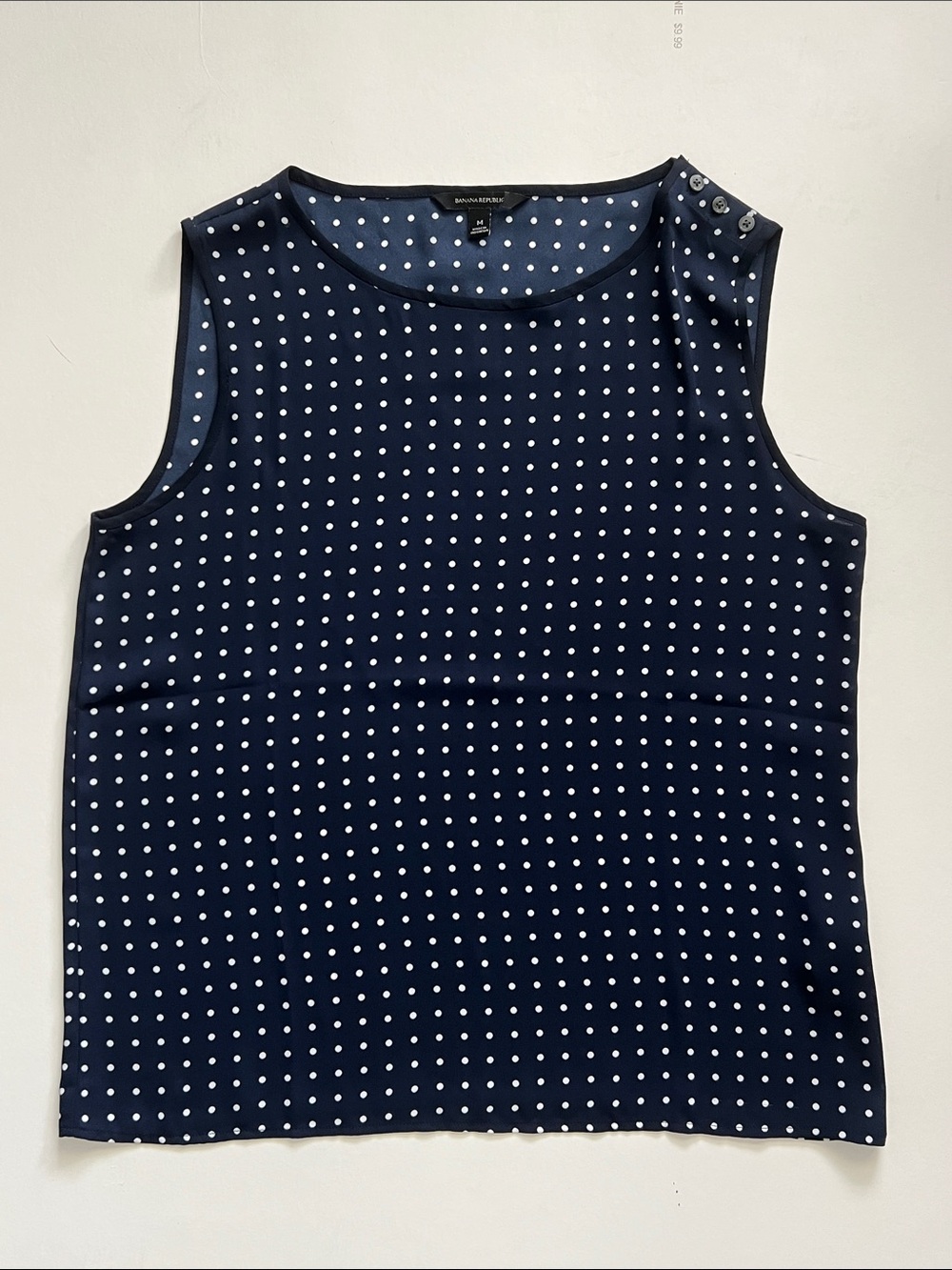 Banana Republic Navy and White Polka Dot Sleeveless Tank Top